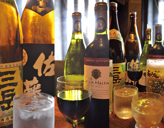 焼酎、ワイン、日本酒、ビール等ドリンク類